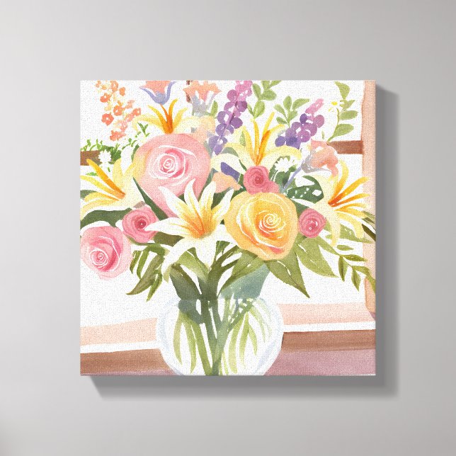 Lienzo Bouquet de flores de primavera | Acuarela floral d (Anverso)