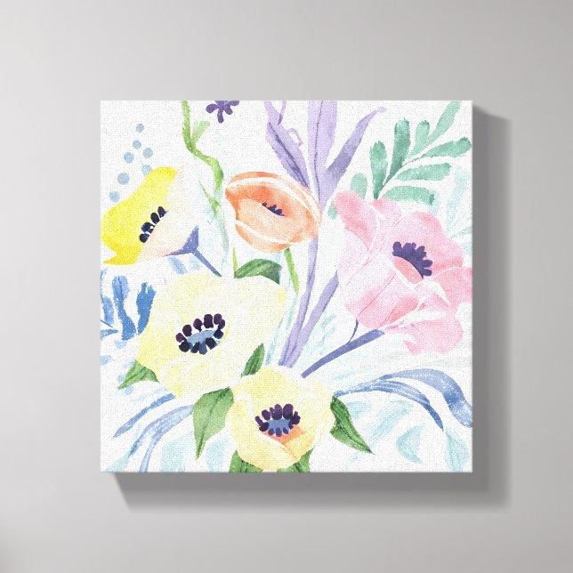 Lienzo Bouquet de flores de primavera | Acuarela floral d (Anverso)
