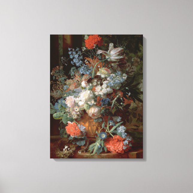 Lienzo Bouquet de flores en un paisaje (Anverso)