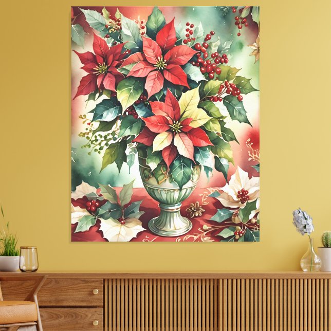 Lienzo Bouquet de Poinsettia Rojo Clásico (Insitu (Sala de estar))