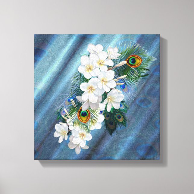 Lienzo Bouquets de seda de pavo real verde esmeralda (Anverso)