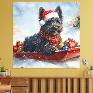 Lienzo Bouviers Des Flandres Dog en Navidades seductores