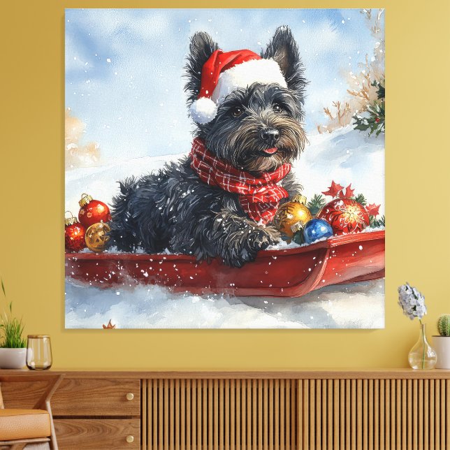 Lienzo Bouviers Des Flandres Dog en Navidades seductores (Insitu (Sala de estar))