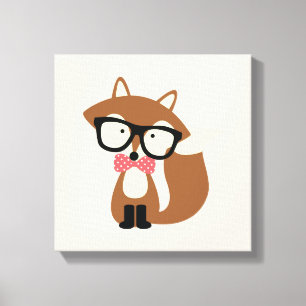Lienzo Bow Tie Hipster Brown Fox