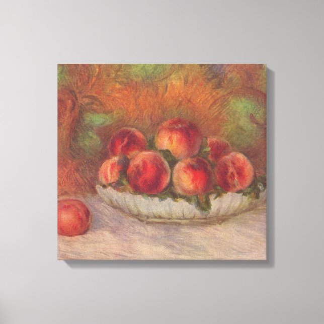 Lienzo Bowl de Peaches (por Pierre-Auguste Renoir) (Anverso)