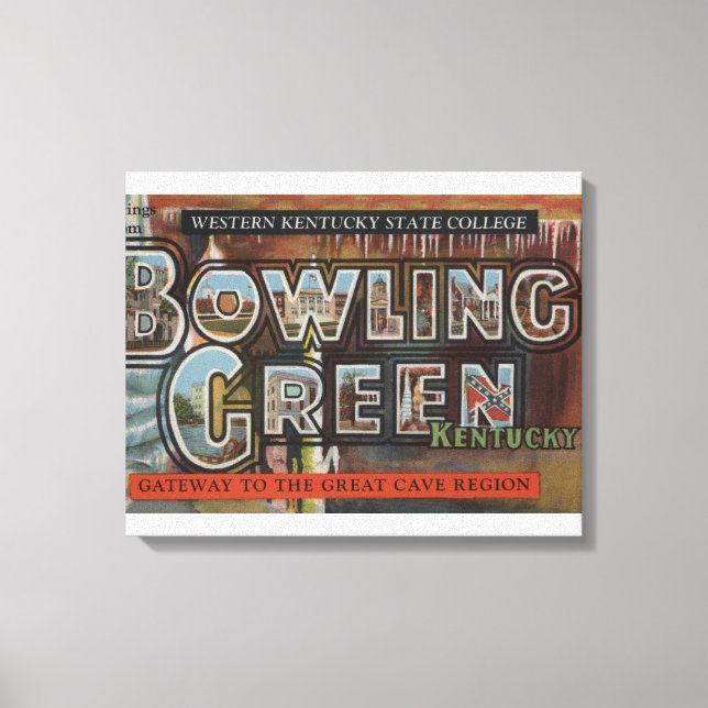 Lienzo Bowling Green, Kentucky - Escenas de letras grande (Anverso)