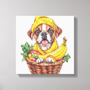 Lienzo Boxeador de plátano � Perro de fruta divertido