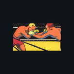 Lienzo Boxeo Deportivo Vintage Art Deco, Boxers Punteando<br><div class="desc">Diseño de boxeo de ilustracion de época con dos combatientes,  hombres golpeándose entre ellos,  boxeadores en el ring.</div>