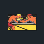 Lienzo Boxeo Deportivo Vintage Art Deco, Boxers Punteando<br><div class="desc">Diseño de boxeo de ilustracion de época con dos combatientes,  hombres golpeándose entre ellos,  boxeadores en el ring.</div>