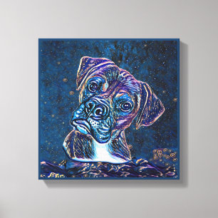 Lienzo Boxer Blue Starry Night Painting Style