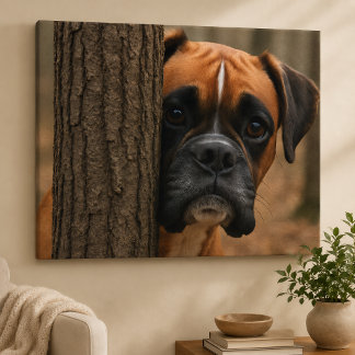 Lienzo Boxer Dog Peek a Boo