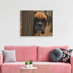 Lienzo Boxer Dog Peek a Boo