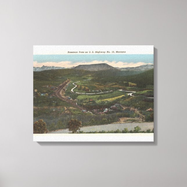 Lienzo Bozeman, Montana - Paso Bozeman en la autopista 10 (Anverso)