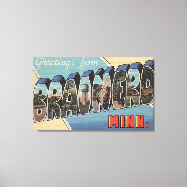 Lienzo Brainerd, Minnesota - Escenas de letras grandes (Anverso)