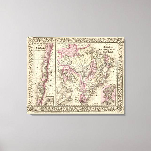 Lienzo Brasil, Bolivia, Paraguay, Uruguay (Anverso)