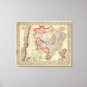 Lienzo Brasil, Bolivia, Paraguay, Uruguay Mapa de Mitchel