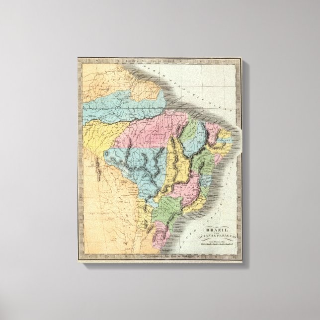 Lienzo Brasil con Guyana y Paraguay (Anverso)