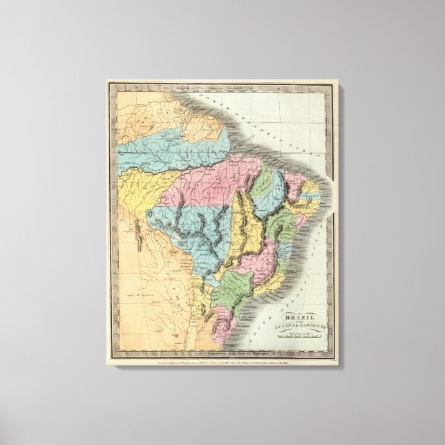 Lienzo Brasil con Guyana y Paraguay (Anverso)