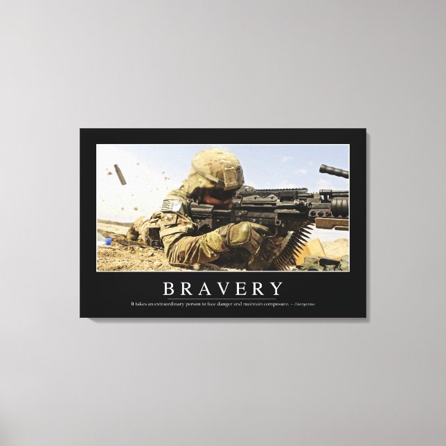 Lienzo Bravery: Inspiradora cita (Anverso)