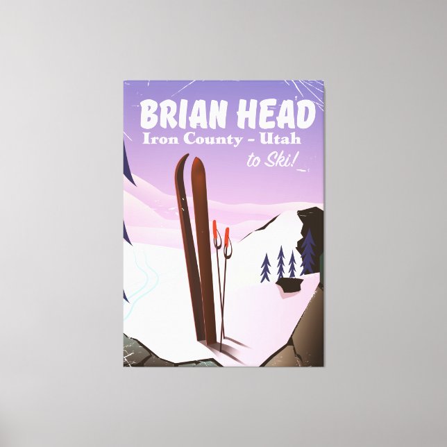 Lienzo Brian Head, Iron County Utah, poster de esquí de l (Anverso)