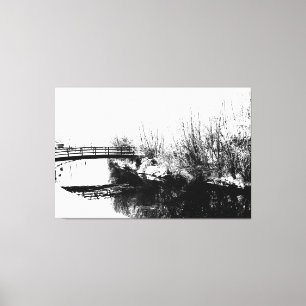 Lienzo Bridge and Stream Winter 60x40 (150x100cm) waccn