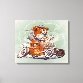 Lienzo Brigada de Huesos - Bulldog en Hot Rod - Personali