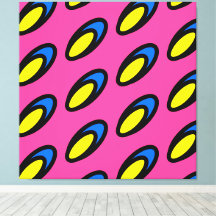 Bright Groovy Fun Pink Yellow Blue Tiled Art