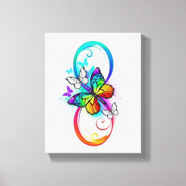 Lienzo Bright infinity with rainbow butterfly  (Anverso)