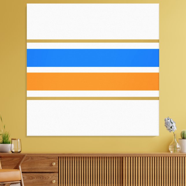 Lienzo Brillante Diversión Azul Naranja Carreras Rayas En (Insitu (Sala de estar))