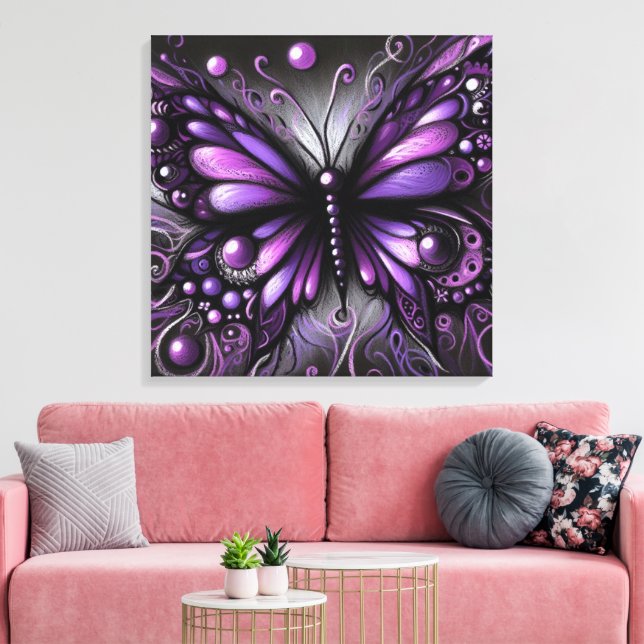 Lienzo Brillante mariposa gótica morada color negro (Insitu (Sala de estar))