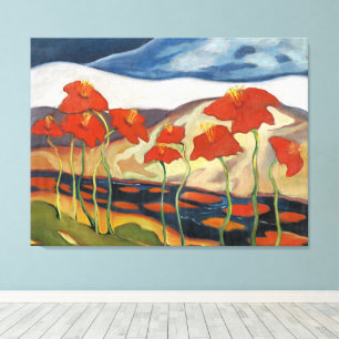 Lienzo Brillante y alegre, paisaje con flores,