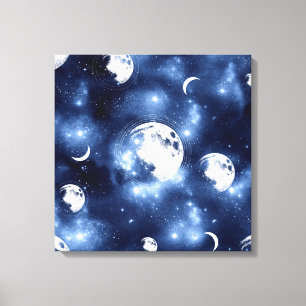 Lienzo Brillo de luz lunar   Fases lunares en las nubes d