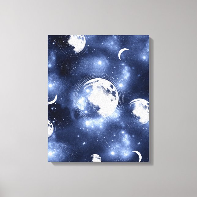 Lienzo Brillo de luz lunar | Fases lunares en las nubes d (Anverso)