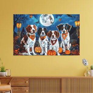 Lienzo Brittany Spaniel Halloween Espeluznante