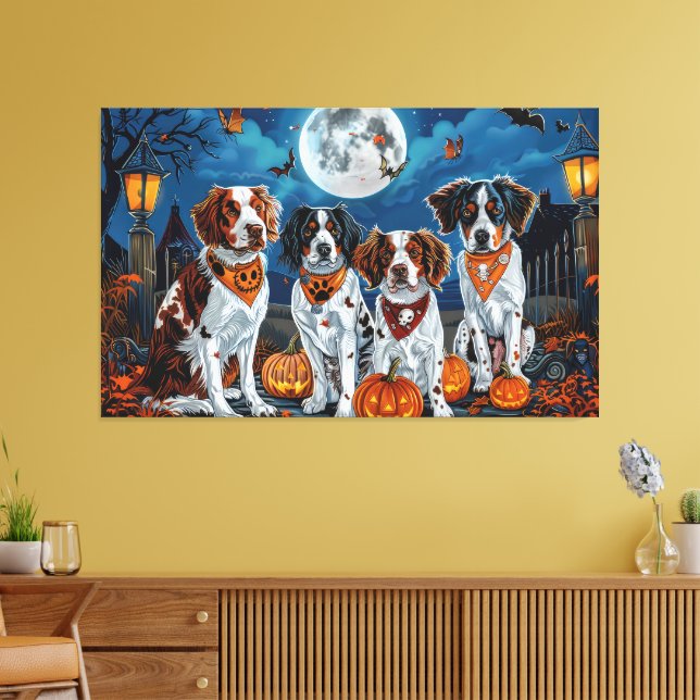 Lienzo Brittany Spaniel Halloween Espeluznante (Insitu (Sala de estar))