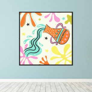Lienzo Broca de agua Folkart Boho Aquarius Abstract Zodia