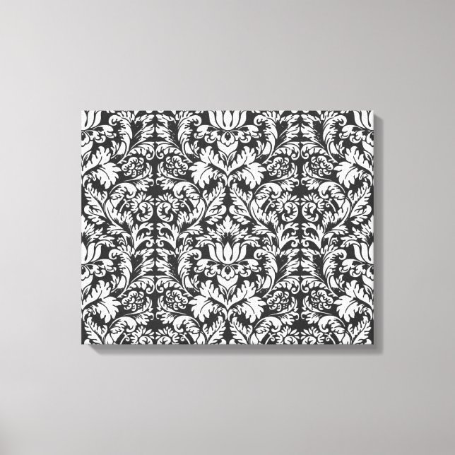 Lienzo Brocade Lace de Damasco Blanco Negro (Anverso)
