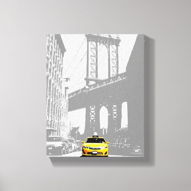 Lienzo Brooklyn Bridge New York City Yellow Taxi Nyc (Anverso)