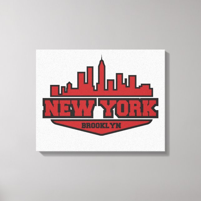 Lienzo Brooklyn New York | Guión de estilo de bloque (Anverso)
