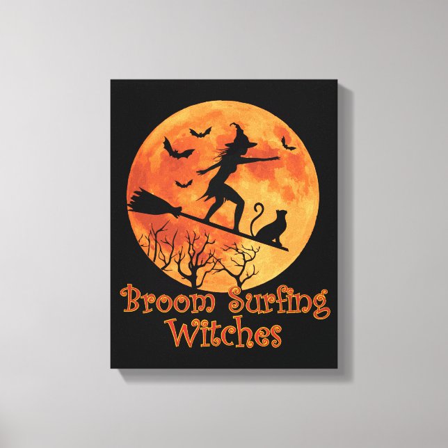 Lienzo Broom Surfing Witts - Halloween divertida (Anverso)