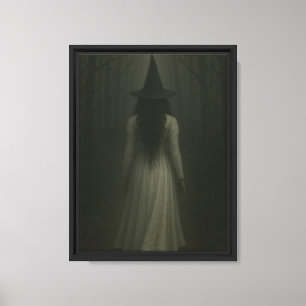 Lienzo Bruja blanca en un bosque embrujado
