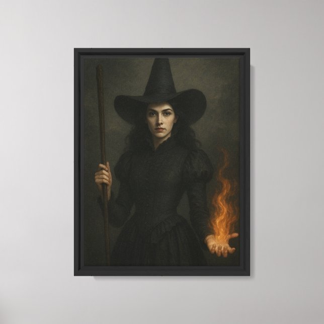Lienzo Bruja con fuego (Anverso)