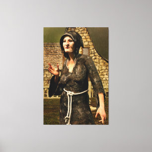 Lienzo Bruja de fantasía pueblo medieval Halloween