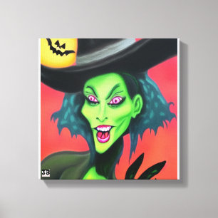 Lienzo Bruja de Halloween Caprichosa