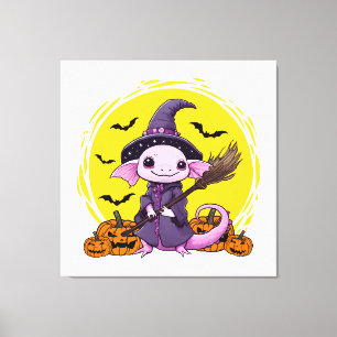 Lienzo Bruja de Halloween de Ajolote Lindo