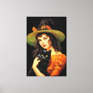 Lienzo Bruja glamorosa   Vintage Halloween Pin-up Art
