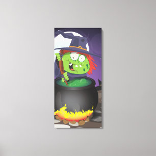 Lienzo Bruja que revuelve una caldera.