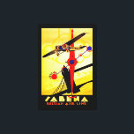 Lienzo brújula de Sabena Art Deco - L<br><div class="desc">Cartel de viaje aéreo vintage de la ya extinta aerolínea belga Sabena,  que muestra un avión de hélice sobrevolando el puente de la Torre de Londres con un diseño de brújula y mapa de ruta,  todo ejecutado en brillante estilo Art Déco.</div>