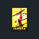 Lienzo brújula de Sabena Art Deco - XL<br><div class="desc">Cartel de viaje aéreo vintage de la ya extinta aerolínea belga Sabena,  que muestra un avión de hélice sobrevolando el puente de la Torre de Londres con un diseño de brújula y mapa de ruta,  todo ejecutado en brillante estilo Art Déco.</div>