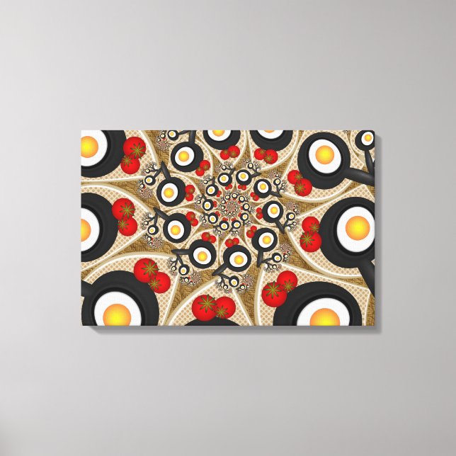 Lienzo Brunch Fractal Art Comida divertida, Tomates, Huev (Anverso)